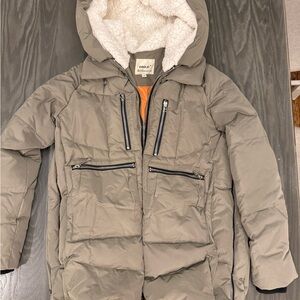 Green Hooded Puffer Jacket with Sherpa Lining